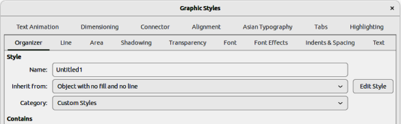 Figure 31: Graphic Styles dialog — Organizer page