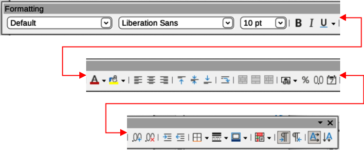 Figure 5: Spreadsheet Formatting toolbar