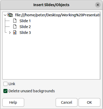 Figure 2: Insert Slides/Objects dialog