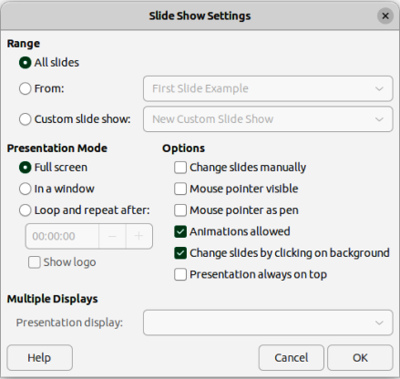 Figure 2: Slide Show Settings dialog