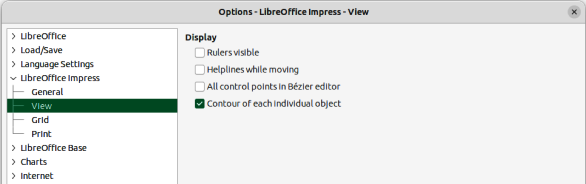 Figure 7: Options LibreOffice Impress dialog — View page