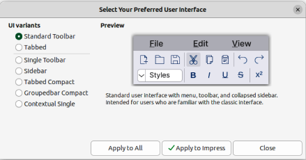 Figure 1: Select Your Preferred Interface dialog