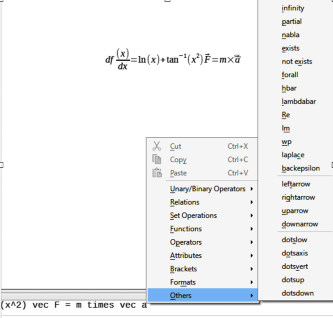 Example of Category Options in Formula Editor