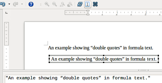 Example of using double quotes to create formula text