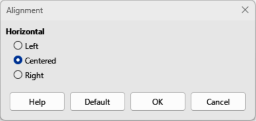 Alignment dialog