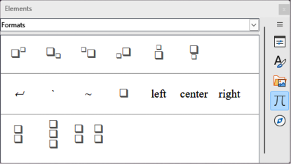 Elements panel in Sidebar — Formats page