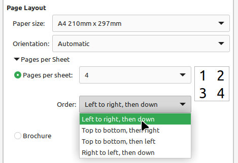 Print order choices on Windows and Linux