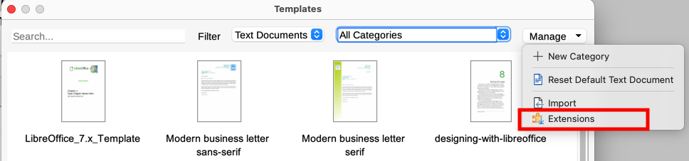 Getting more templates for LibreOffice