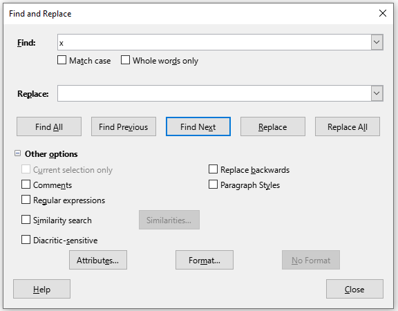 Figure 7: Expanded Find and Replace dial…