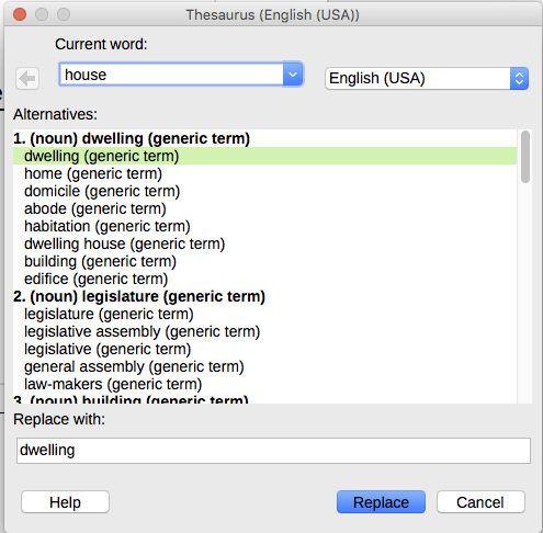 Figure 17: The thesaurus offers alternat…