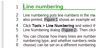 Line numbering example