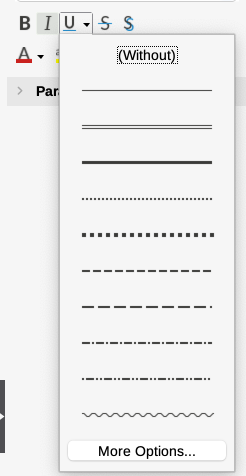 Selecting the line style for the Underline effect