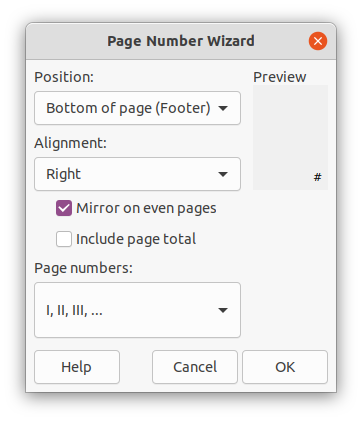 Page Number Wizard