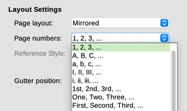 Changing the format of page numbers