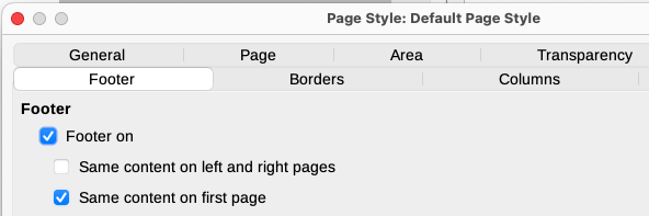 Setting up footers to have different content on different pages