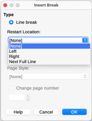 Inserting a line break