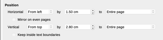 Defining the position of the footer frame