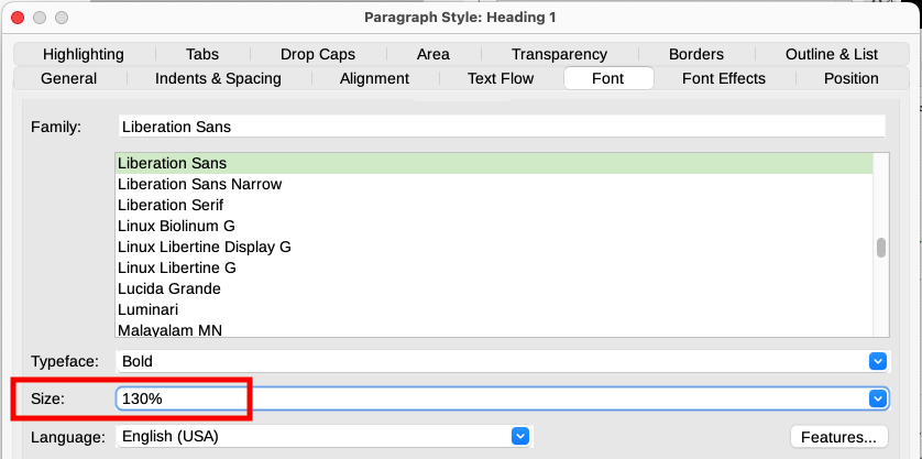 Selecting a type size based on a percentage