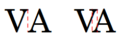 Kerning disabled (left) and enabled (right)