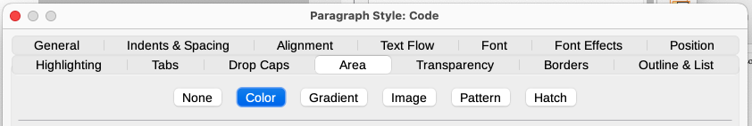 Types of fill for paragraph backgrounds