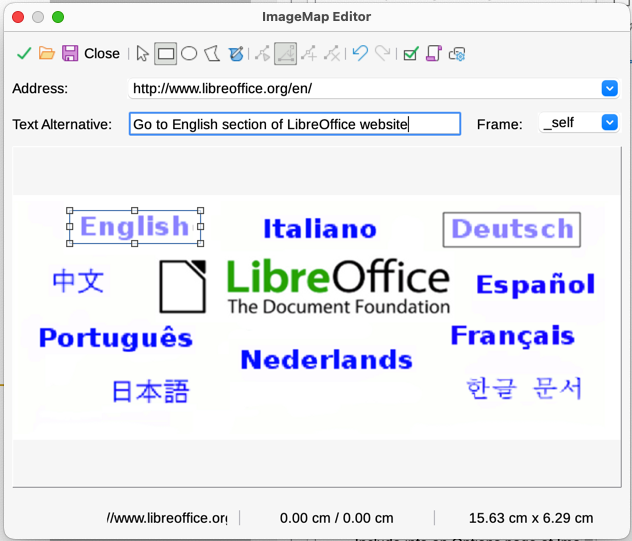 The dialog to create or edit an image map