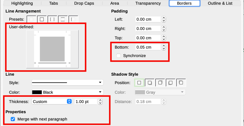 Defining the bottom border of the Tip body text