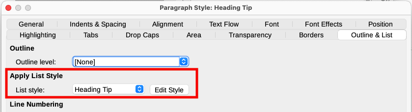 Connecting the list style to the paragraph style