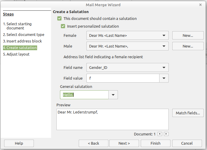 Mail Merge Wizard: Create a salutation