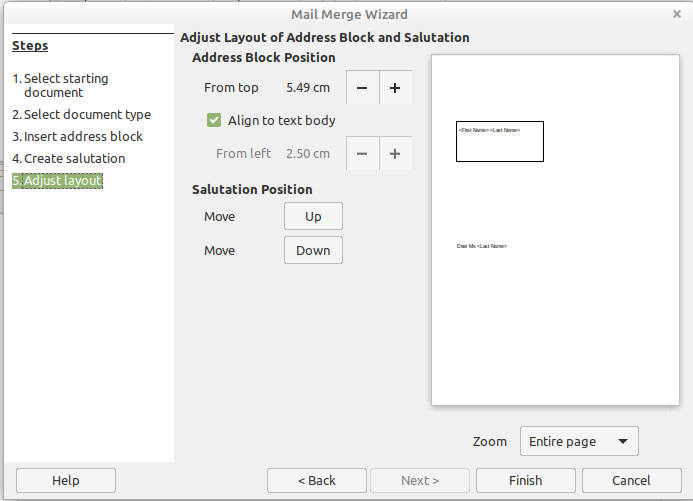 Mail Merge Wizard: Adjust layout