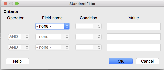 Setting up a filter for the bibliographic database