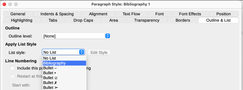 Applying a list style to a paragraph style