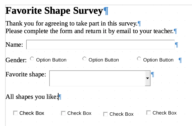 Document with form controls