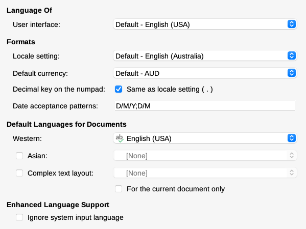 Choosing language options