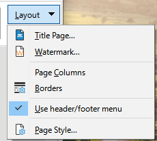 Layout tab menu