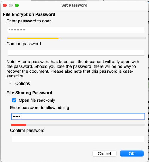 Two levels of password protection