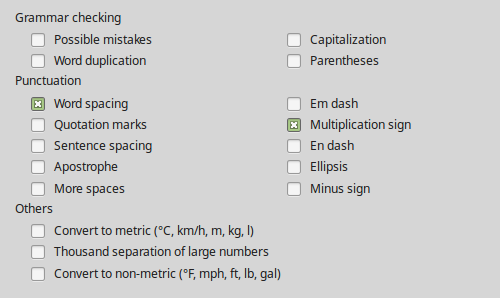 English sentence checking options