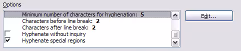 Setting hyphenation options