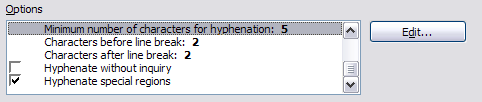 Setting hyphenation options