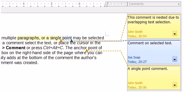 Comments in LibreOffice Writer