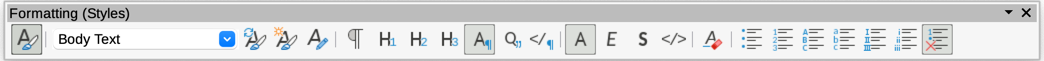 Formatting (Styles) toolbar