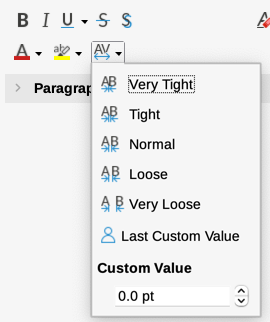 Changing character spacing