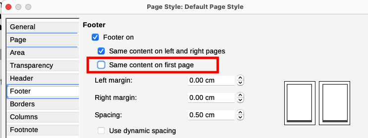 Setting up footers to have different content on different pages