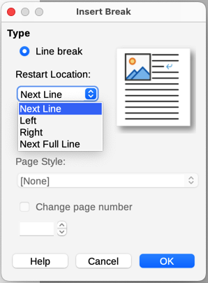 Inserting a line break