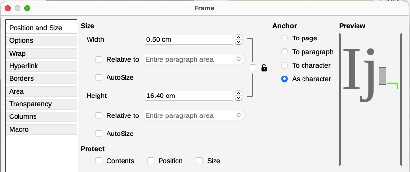 Defining the size of the footer frame