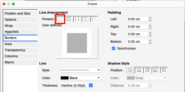 Removing the border from a frame