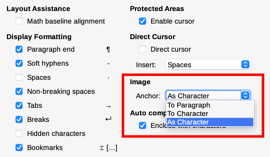 Choices for setting a default image anchor