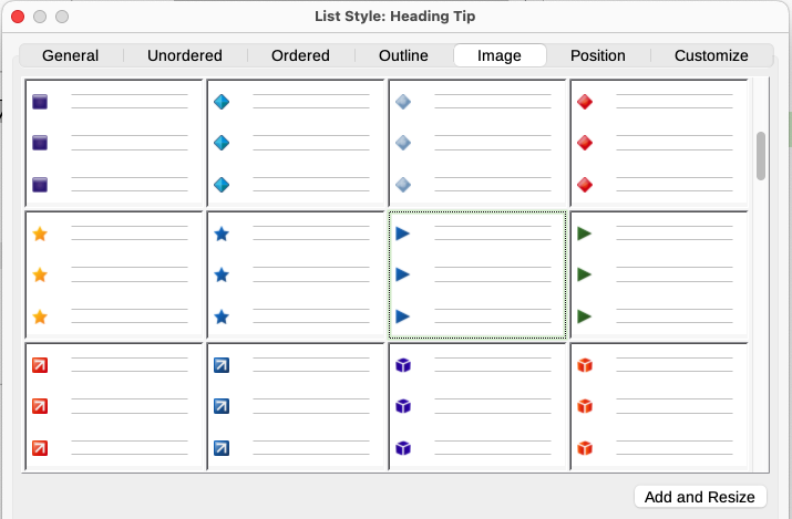 Selecting a bullet image