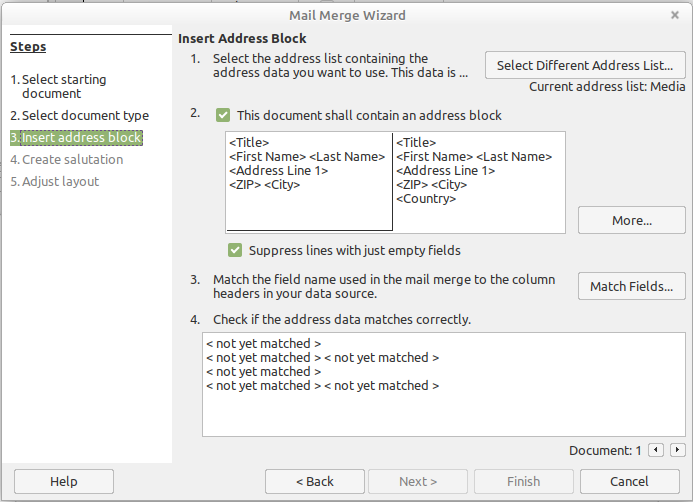 Mail Merge Wizard: Insert address block