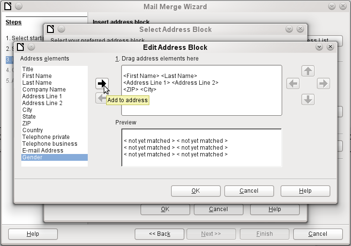 Edit Address Block dialog