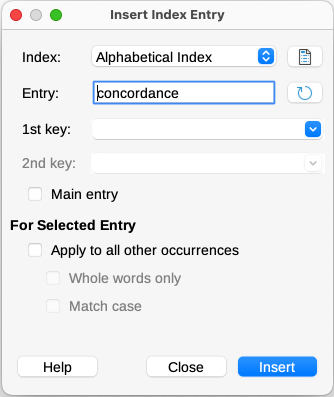 Inserting an index entry